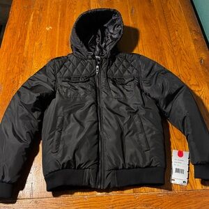 NWT Blue Gear Black Quilted Puffer Hooded Jacket